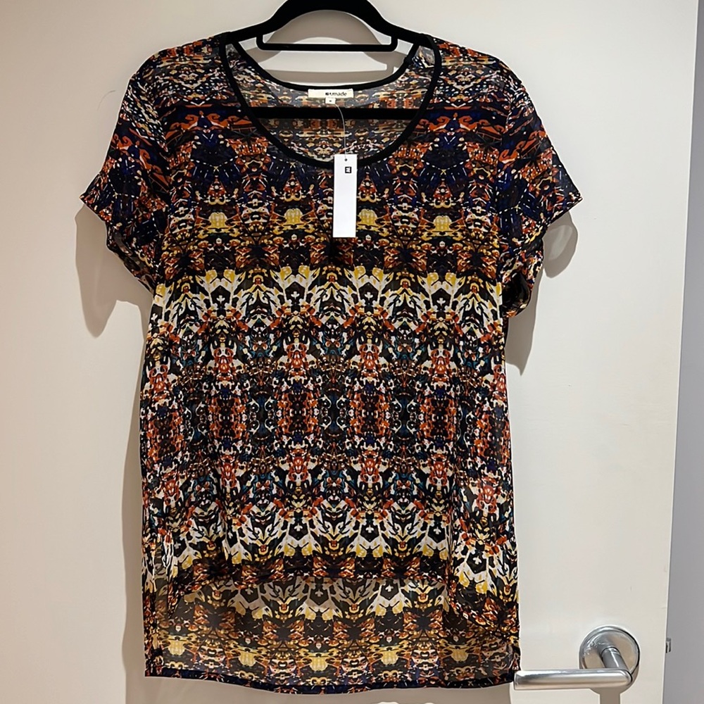 LAmade Sheer high low abstract shirt REVOLVE brand